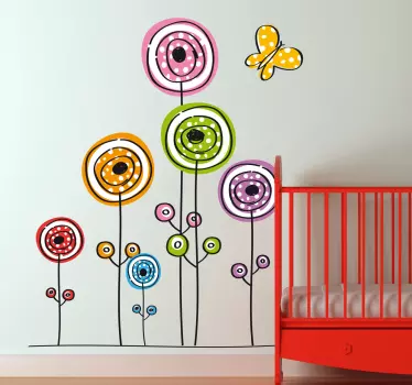 Deti abstraktné kvety a motýľ nástenné nálepky - Tenstickers