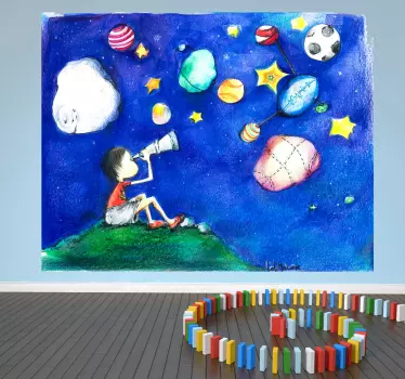 Deti hviezdna obloha ilustrácie nástenná maľba - Tenstickers