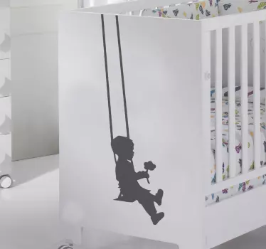 Deti silueta chlapec hojdačka obtlačok - Tenstickers