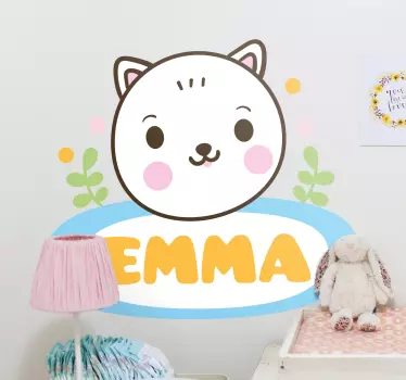 Detská menovka so štítkom mačky detská spálňa - Tenstickers