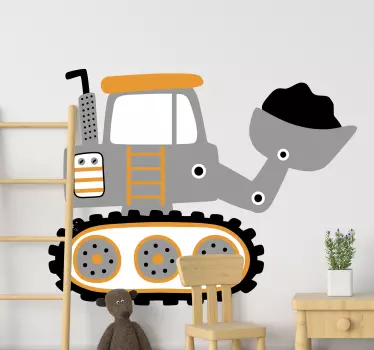Detská samolepka na stenu pre deti s baggerom - Tenstickers