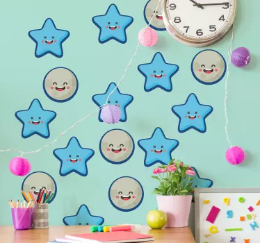 Detské modré hviezdy obtisky - Tenstickers