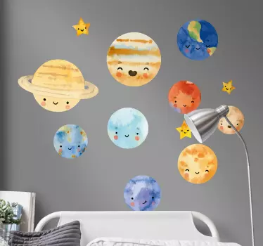 Detské planéty slnečná sústava priestorová stena nálepka - Tenstickers