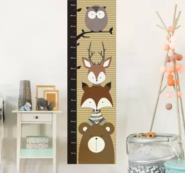 Detské zvieratá meter výška graf obtlačky - Tenstickers