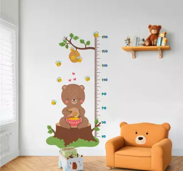 detsky meter na stenu medvedík s medom - Tenstickers