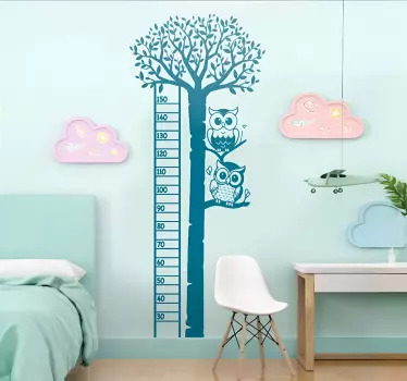 detsky meter na stenu sovy na strome - Tenstickers