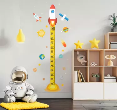 detsky meter na stenu vesmírna raketa - Tenstickers