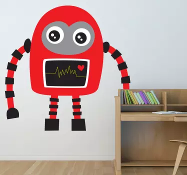 Detský obtlačok červeného a čierneho robota - Tenstickers