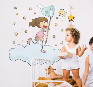 Dieťa chytanie hviezdy ilustráciu nástenné umenie - Tenstickers