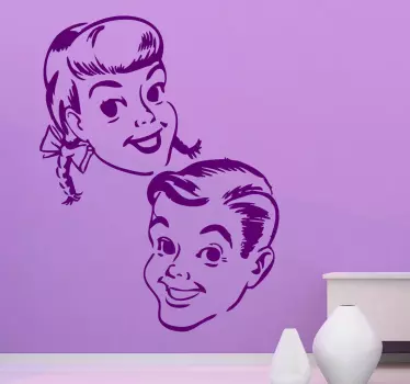 Dievča a chlapec retro obtisky - Tenstickers