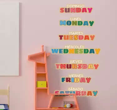 Dni týždňa v anglickom vzdelávacom štítku - Tenstickers