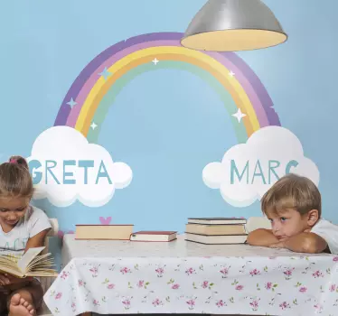 Dúha s dvoma prispôsobenými názvami stena umenie - Tenstickers