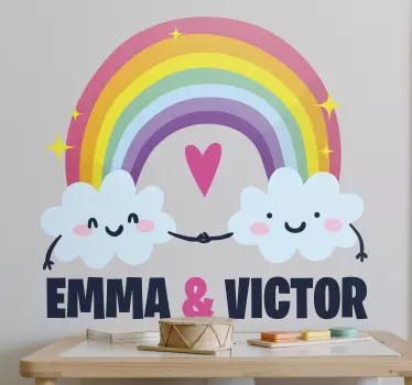 Dúha s prispôsobenými menami, ilustrácia na stenu, umenie - Tenstickers