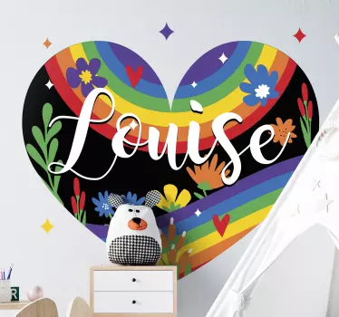 Dúhové srdce personalizovaná ilustrácia nástenné umenie - Tenstickers