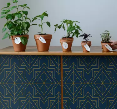 Elegantné obtisky na nábytok v sýto modrom štýle art deco - Tenstickers