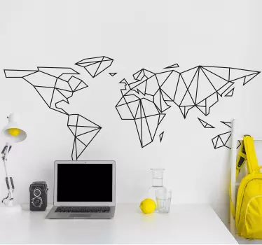 Geometrická mapa sveta obývacia izba nástenné dekorácie - Tenstickers