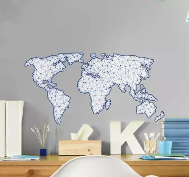 Geometrická mapa sveta - stena - Tenstickers
