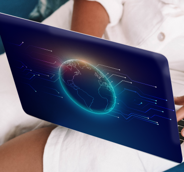 Geometrický telekomunikačný svet mapa notebook obtlačok - Tenstickers