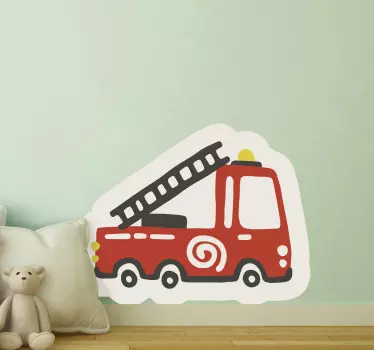 Hasič červené auto múr deti spálňa samolepka - Tenstickers