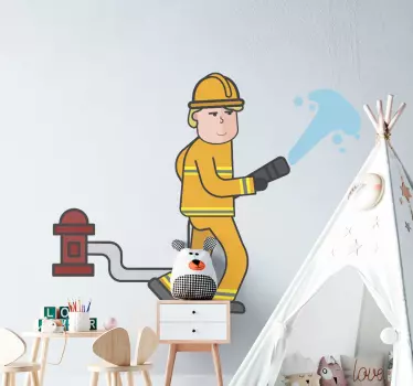 Hasič v akcii detská samolepka na stenu do spálne - Tenstickers