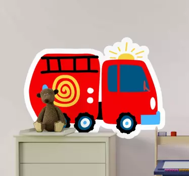Hasičské auto červená detská samolepka na stenu - Tenstickers