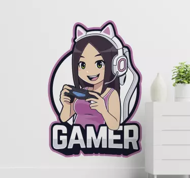 Hráč anime dievča ilustrácia nástenné umenie - Tenstickers