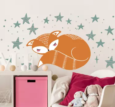 Hviezdy s nálepkou divokých zvierat líšky v severskom štýle - Tenstickers