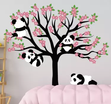 Jarný strom s nálepkou divokých zvierat pandy - Tenstickers
