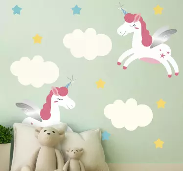 Jednorožec mraky rozprávka nástenné nálepky - Tenstickers