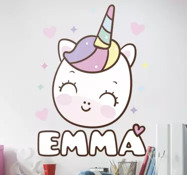 Jednorožec s menom rozprávkový samolepka na stenu - Tenstickers