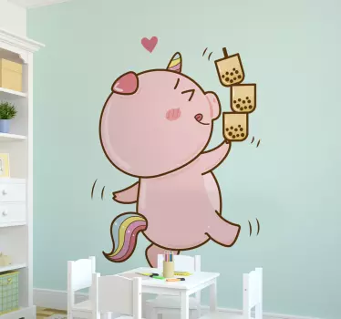 Karikatúra prasa jednorožec rozprávka fototapeta - Tenstickers