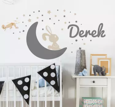 Králik dobrú noc mesiac zviera samolepka na stenu - Tenstickers