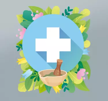 Kvetinová lekáreň obtiskový štítok - Tenstickers