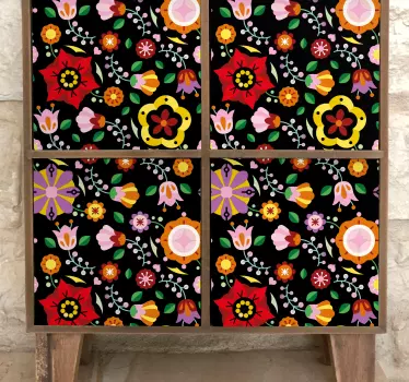 Leštené folklórne vzory obtisky na nábytok - Tenstickers