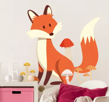 Líška s hubami ilustračné nástenné umenie - Tenstickers