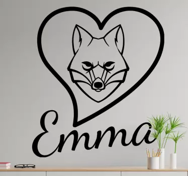 Líška v srdci s menom ilustrácia nástenné umenie - Tenstickers