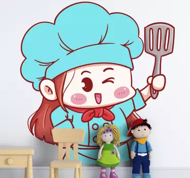 Malá anime kuchárska karikatúra samolepka na stenu - Tenstickers