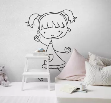 Malé dievčatko skica obtlačok - Tenstickers