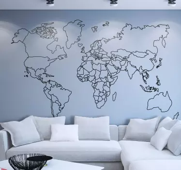 Mapa sveta bez názvu, samolepka na stenu - Tenstickers