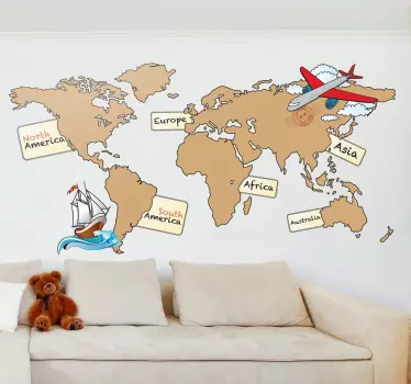 Mapa sveta deti nálepka - Tenstickers