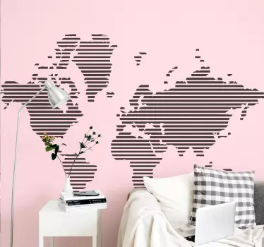 Mapa sveta diagonálne pruhy samolepka na stenu - Tenstickers