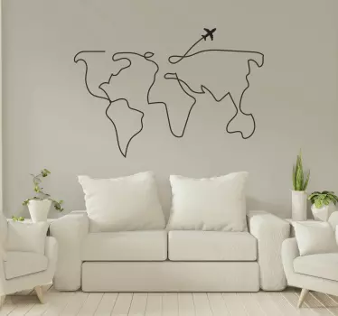 Mapa sveta rovina mapa nálepka na stenu - Tenstickers