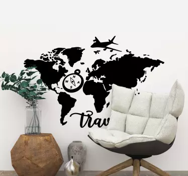Mapa sveta s prispôsobenou textovou nálepkou na stenu mapy - Tenstickers