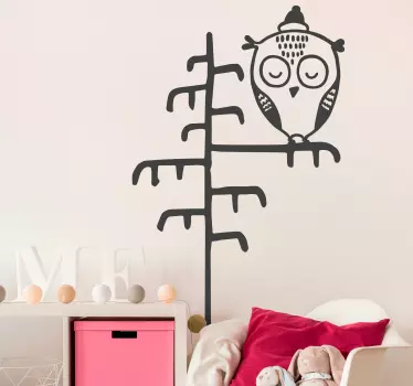 Minimalistická sova na strome ilustrácia na stenu - Tenstickers