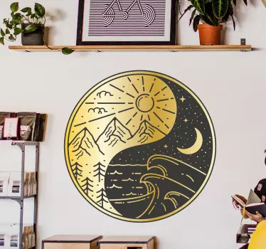 Moon ying yang priestorový obtlačok - Tenstickers