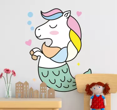 Morská panna jednorožec rozprávka nástenné nálepky - Tenstickers