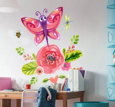 Motýľ ilustrácie múr umenie obtlačky - Tenstickers