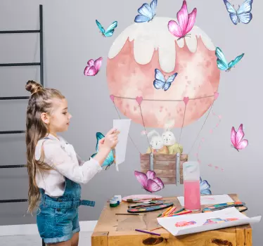 Motýle a vzduchové balóny so samolepkami na steny zvierat - Tenstickers