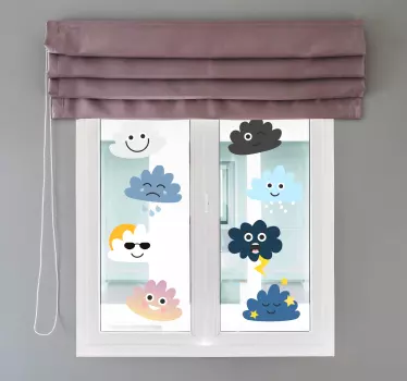 Nálepka na okno s oblakmi a tvárami - Tenstickers