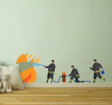Muži hasiči detská samolepka na stenu - Tenstickers